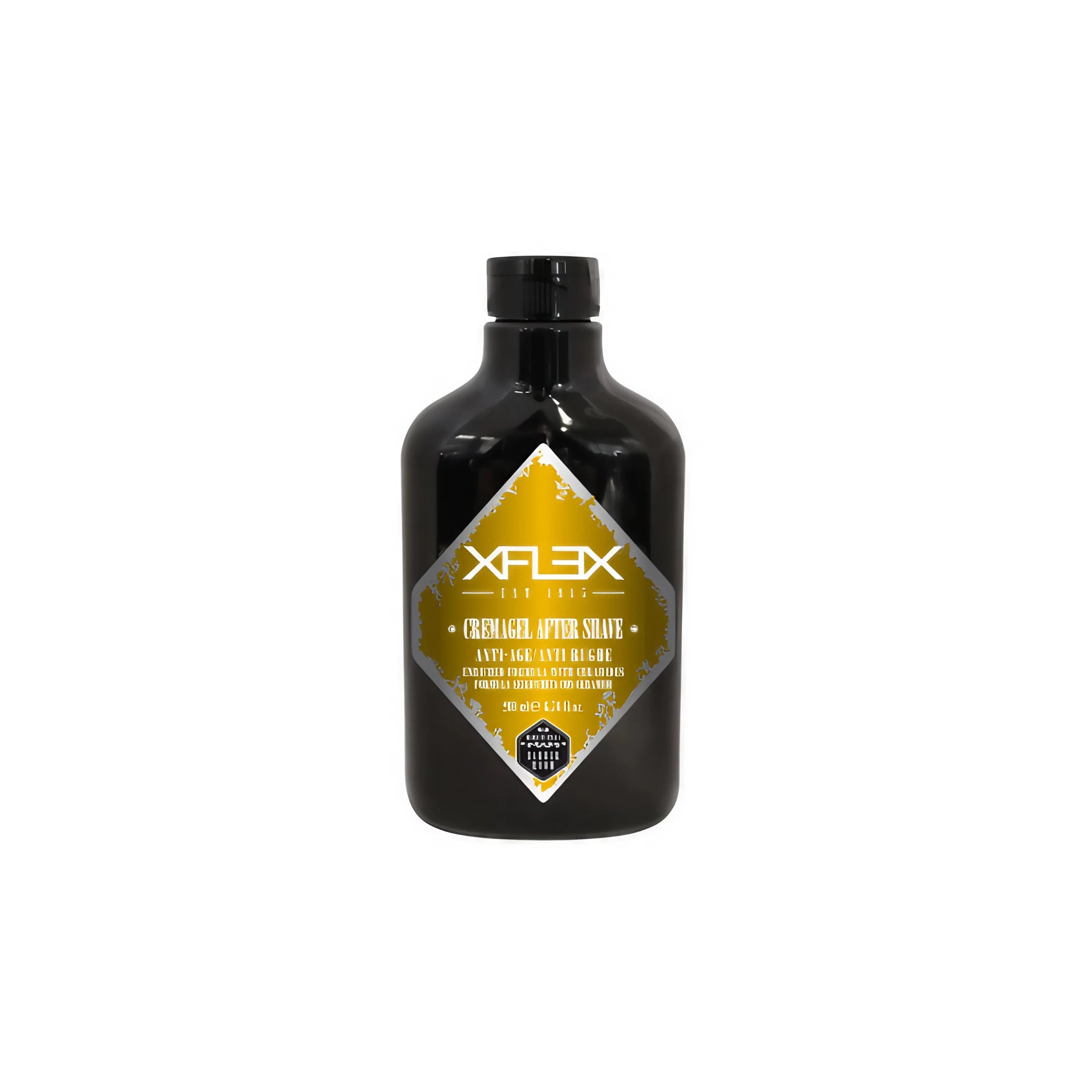 a bottle of edelstein XFlex after shave crema gel anti age