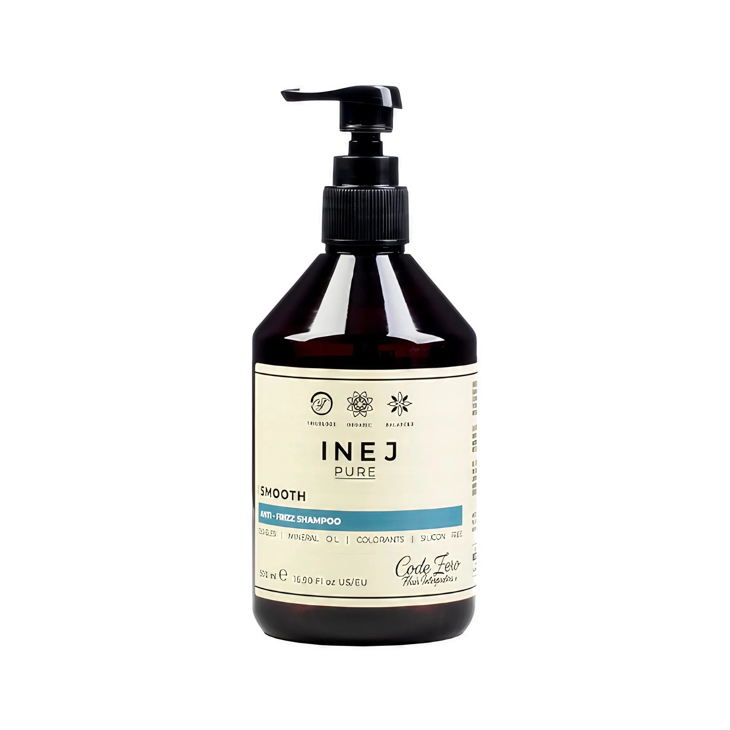 INEJ Pure Smooth Anti-Frizz Shampoo Flasche, veganes Haarpflegeprodukt, 500 ml