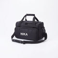Nika Bag For Trainer, black professional work bag with zipped front pocket, twin handles and adjustable shoulder strap