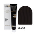 Vibrant Color 3.20 Dark Violet Brown: tube and box with the hair colour from the official colour chart, indicative colour