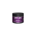 A container of Xflex Glowing Hair Wax with black and purple labeling.