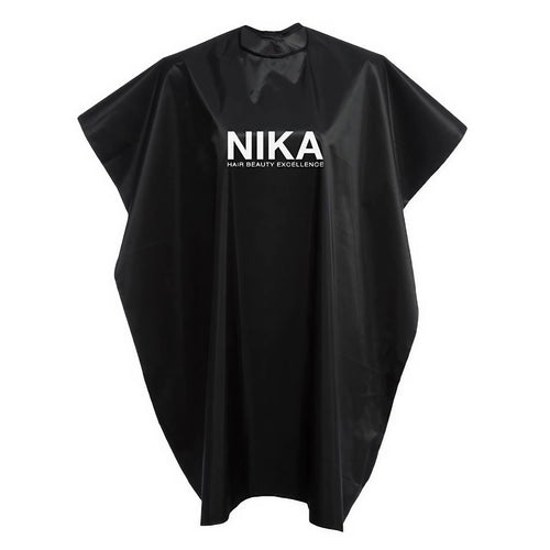 Schwarzer Friseurumhang mit NIKA Hair Beauty Excellence Logo, Salon Zubehör