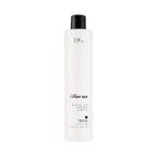 A bottle of Moisture Lock Smoothing Shampoo with a white label and black cap, branded by Nika.